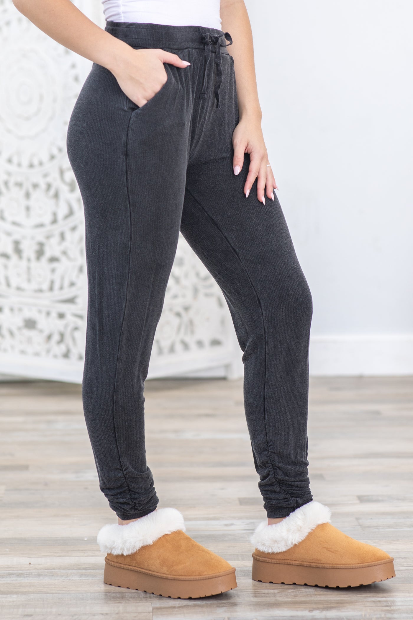 PRE-ORDER Mineral Wash Joggers With Shirred Ankles shipping apx 8/30