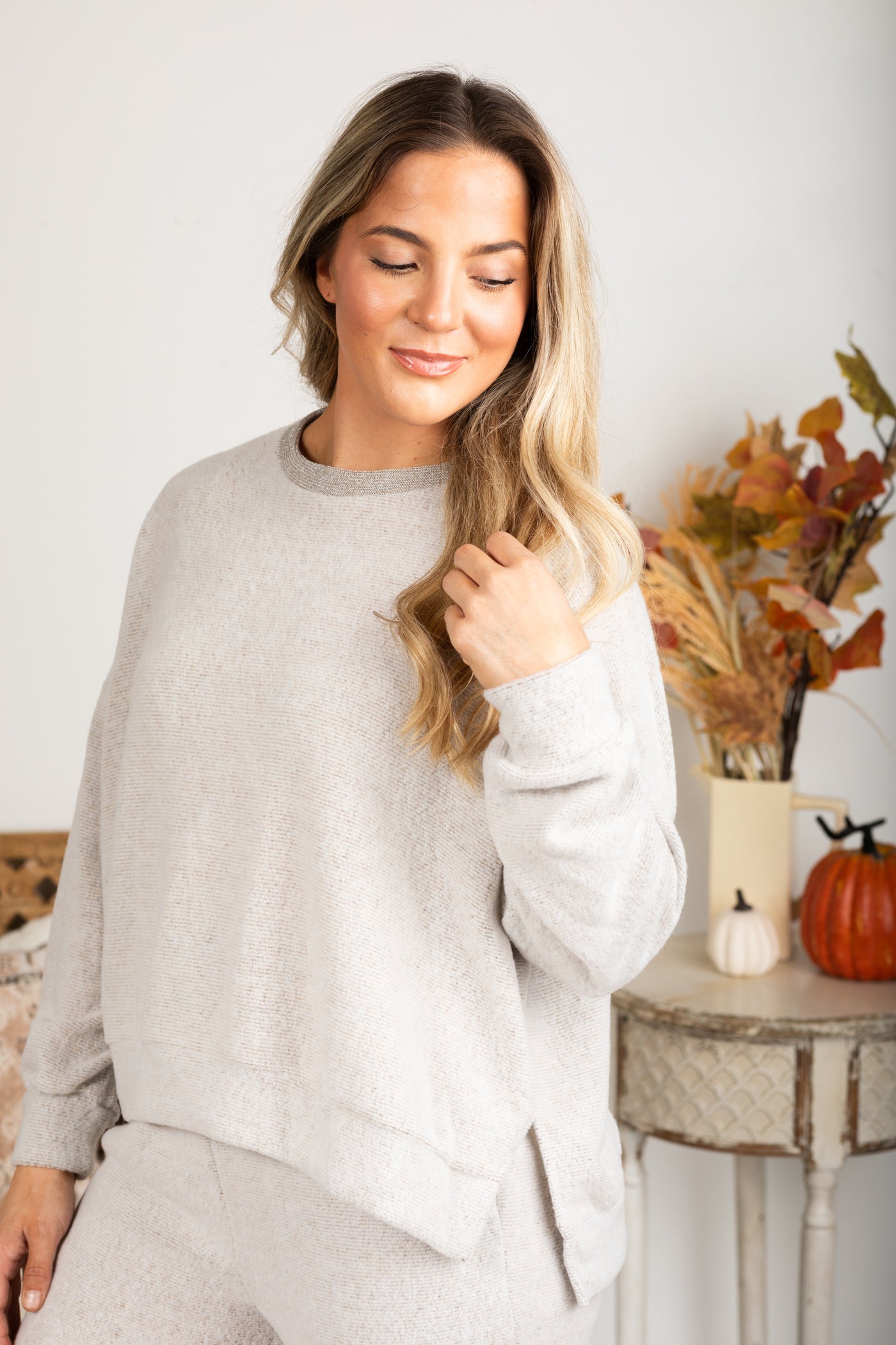 Crewneck Brushed Soft Knit Top