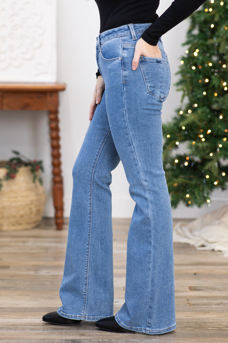 Risen High Rise Clean Hem Flare Jeans