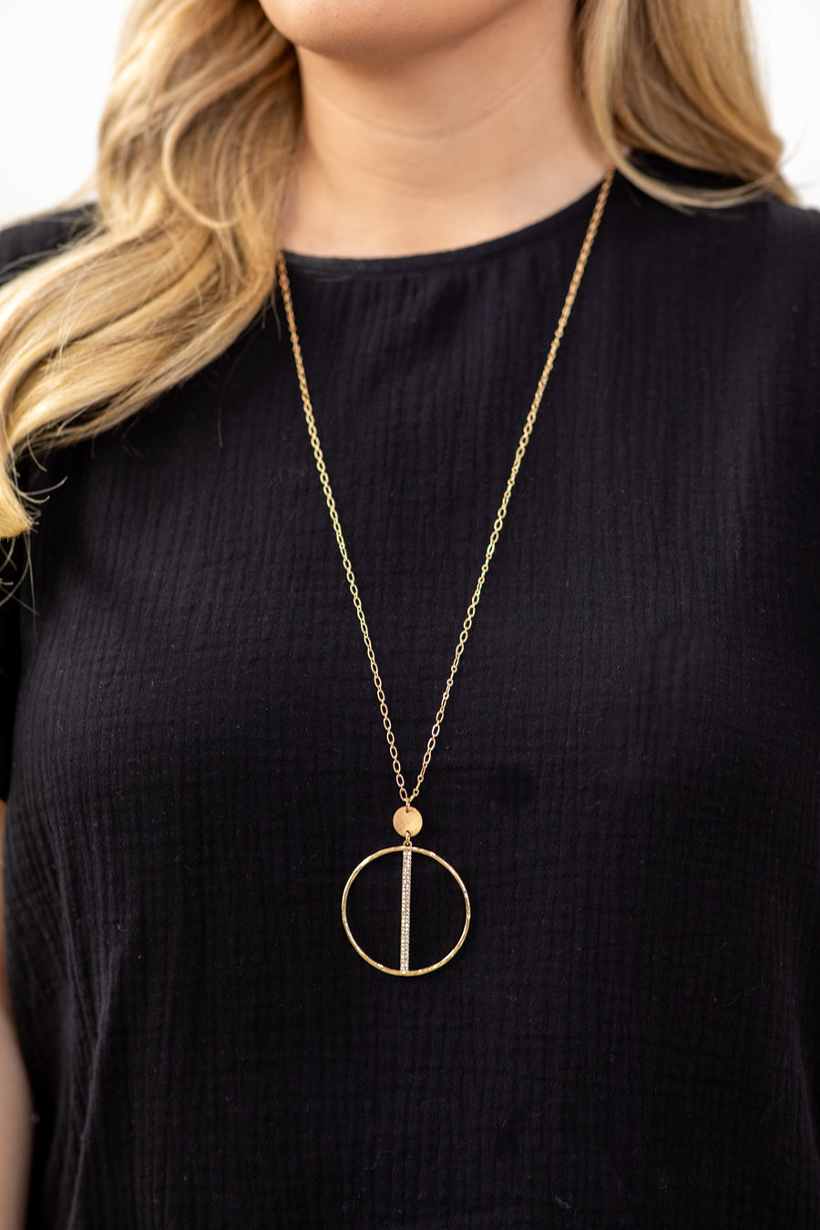 Gold Open Circle Necklace and Earring Set