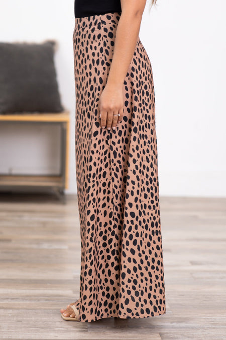 Tan and Black Animal Print Maxi Skirt - Filly Flair