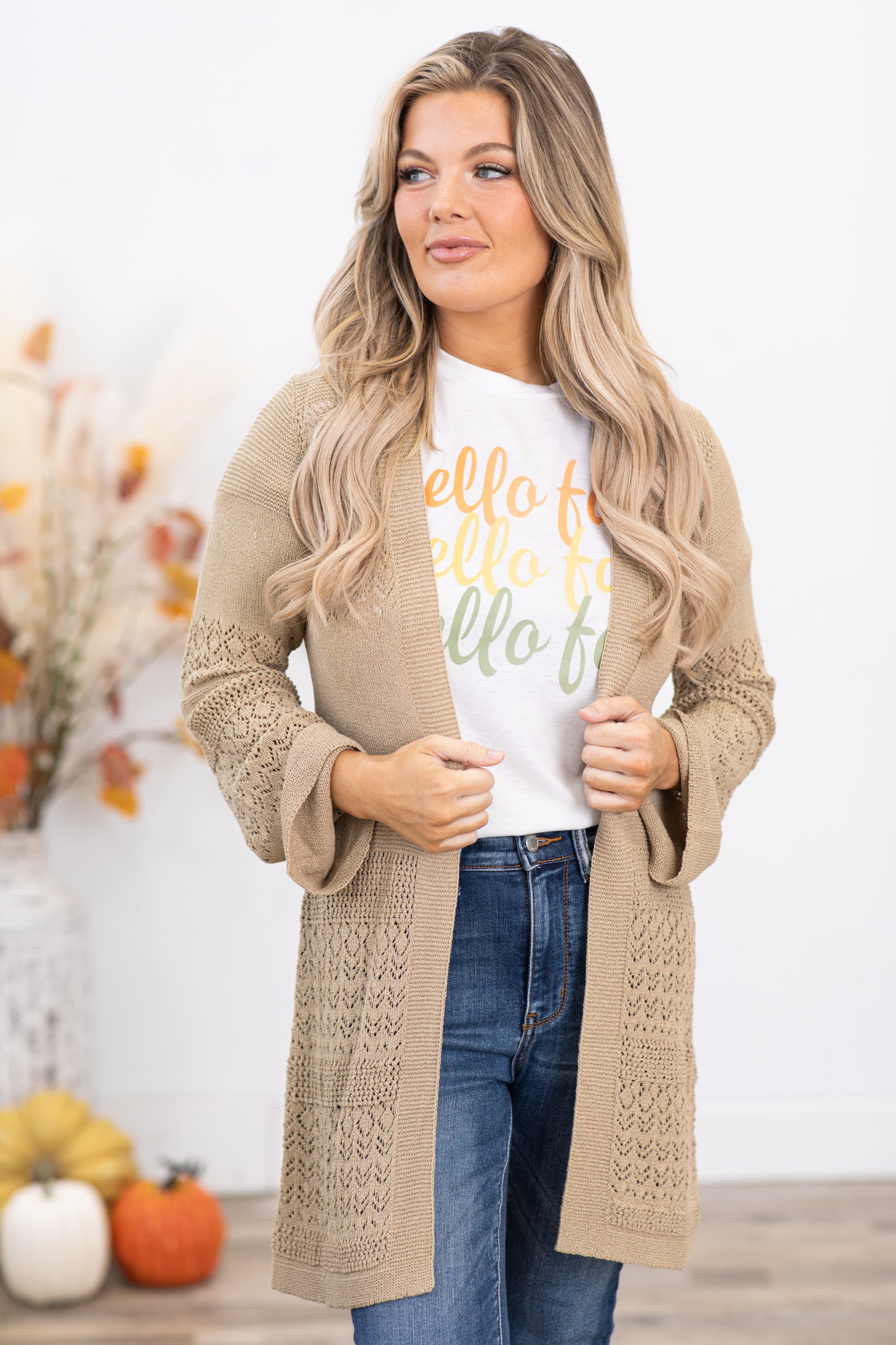 Khaki deals cardigan sweater