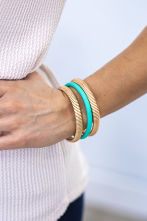 Mint and Gold Set of 3 Bracelets