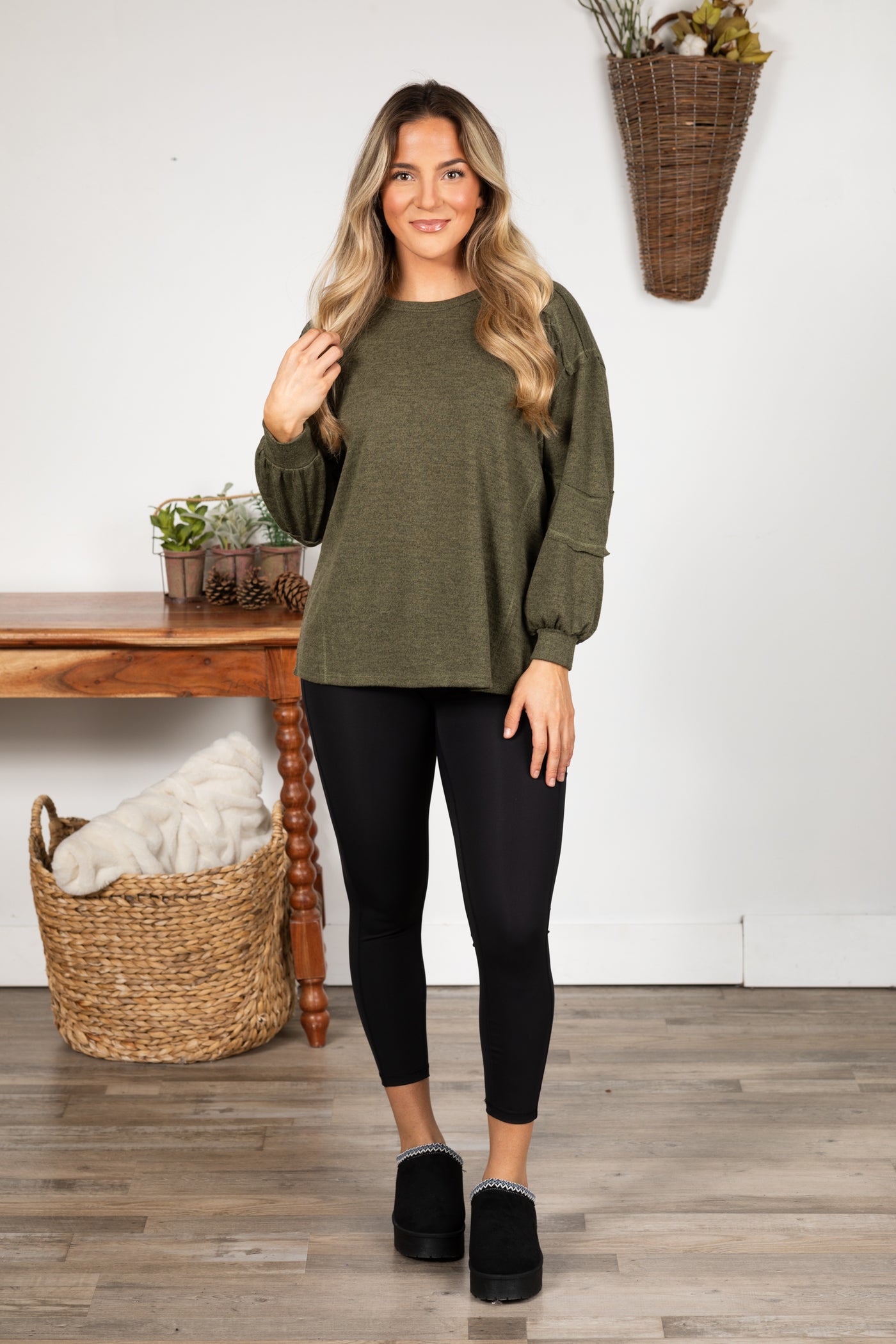 Solid Knit Long Sleeve With Exposed Seams