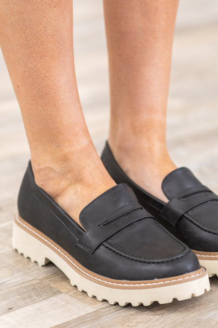 Black Burnished Oxford Loafers