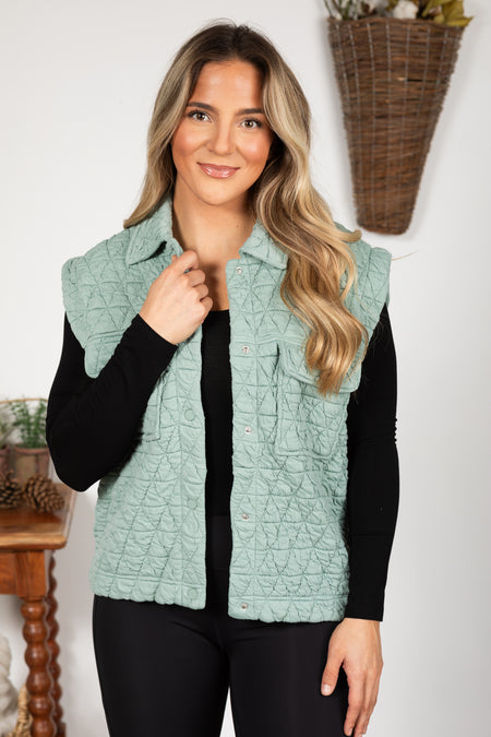 Quilted Chest Pocket Button Vest