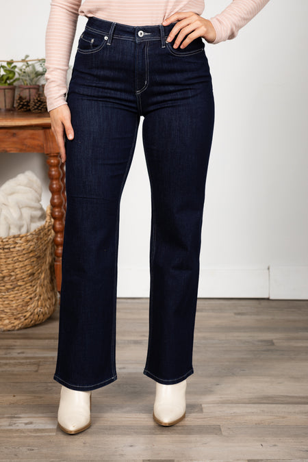 Mica Dark Wash High Rise Straight Leg Jeans