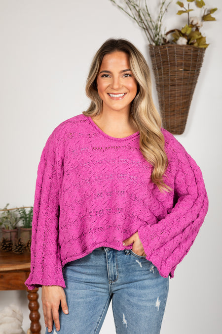 Bell Sleeve Cable Knit Sweater