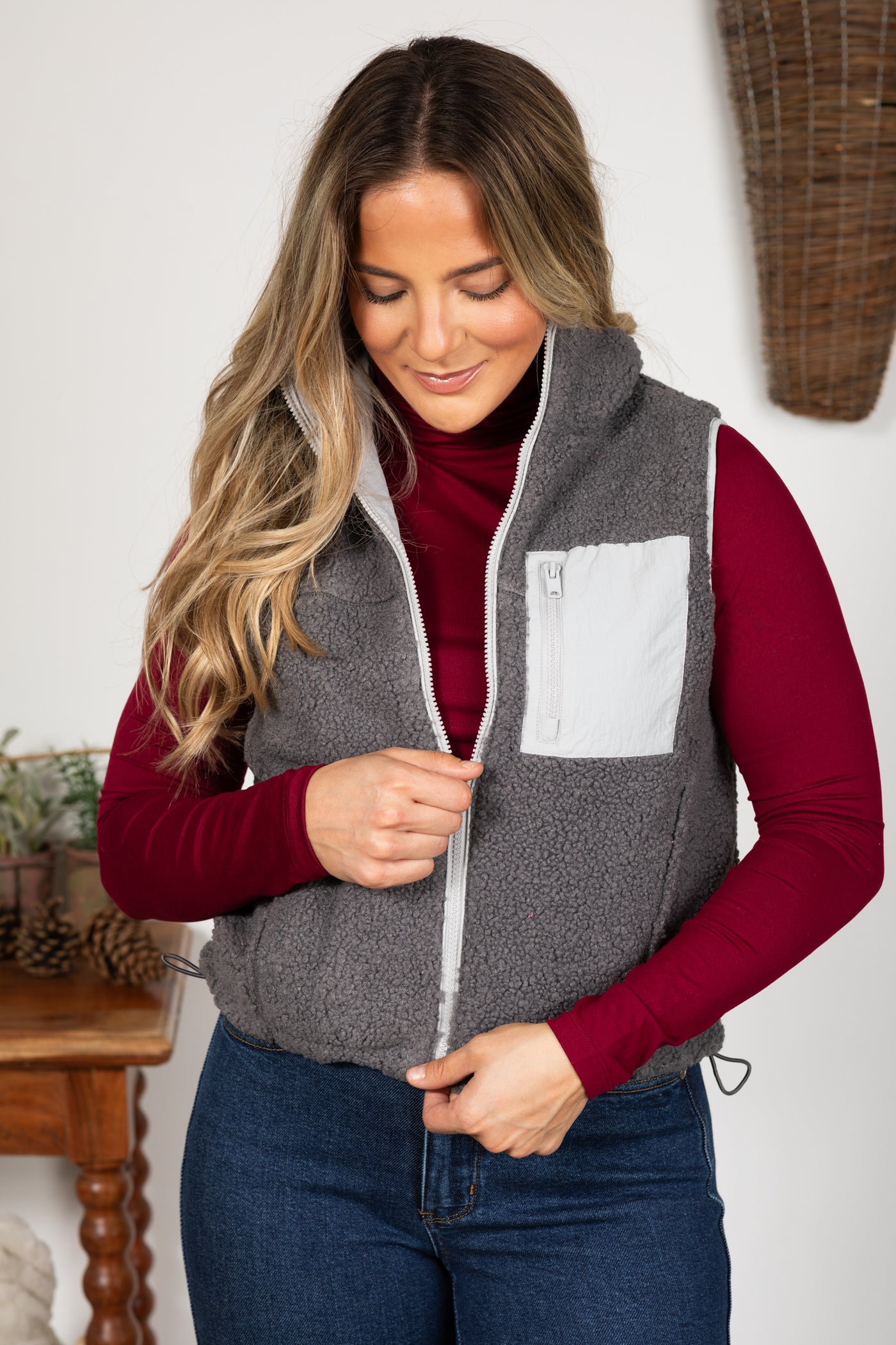 Reversible Fleece Vest With Side Pockets