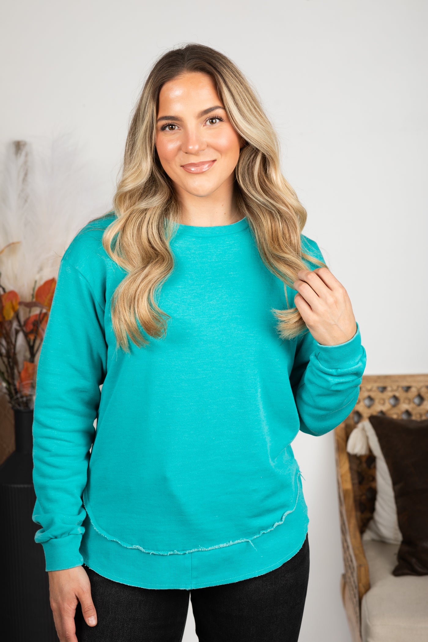 Pigment Dyed Cozy Campfire Round Hem Sweatshirt