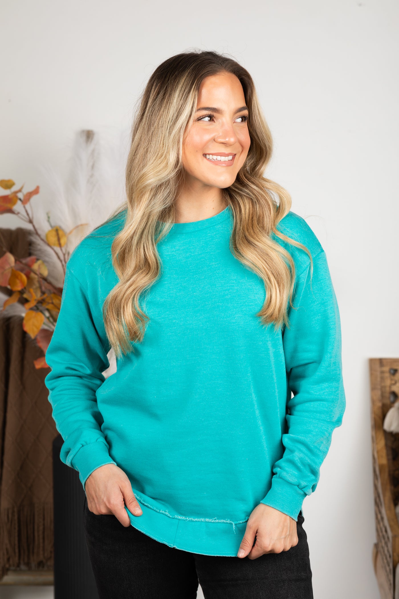 Pigment Dyed Cozy Campfire Round Hem Sweatshirt