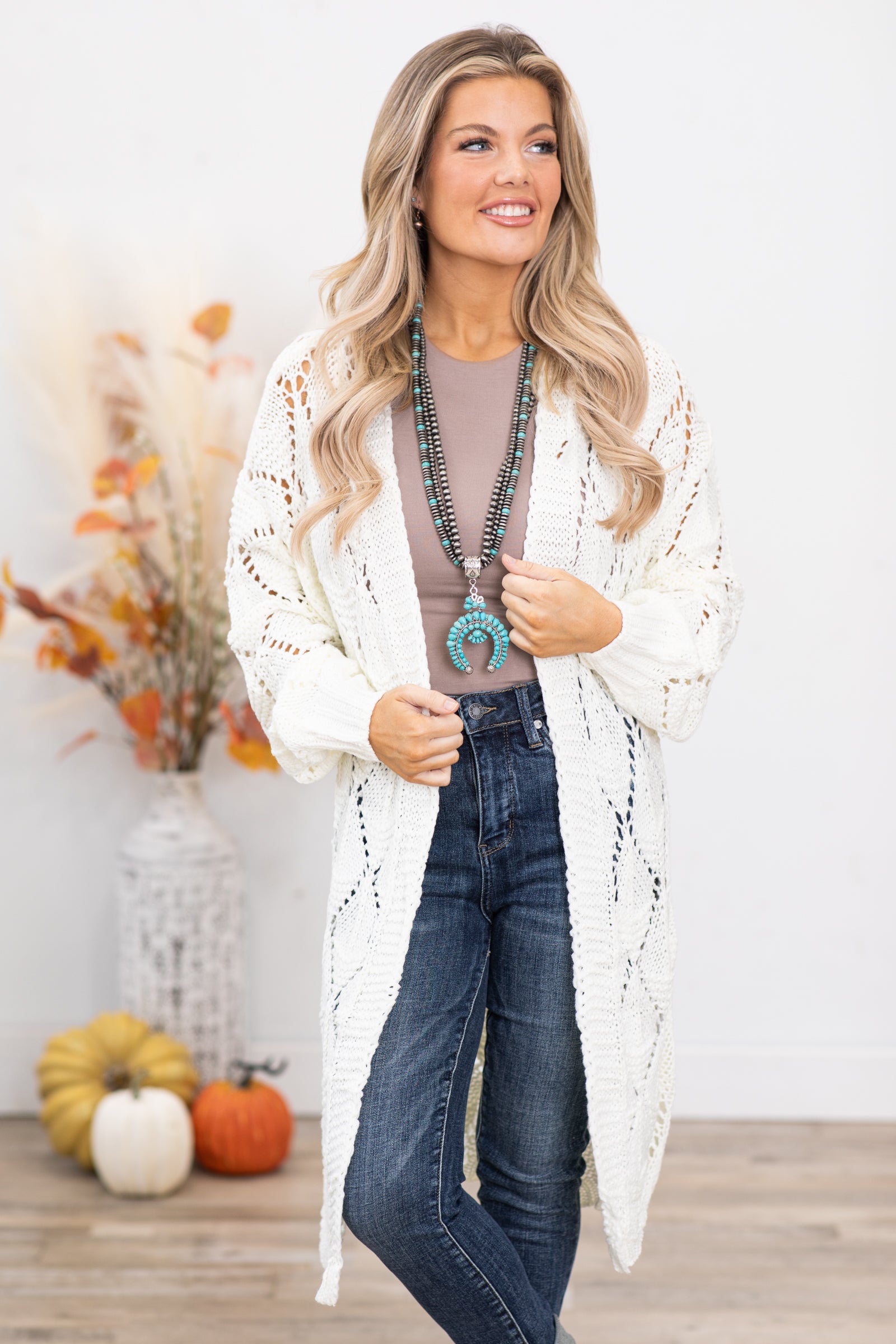 Ivory hotsell crochet cardigan