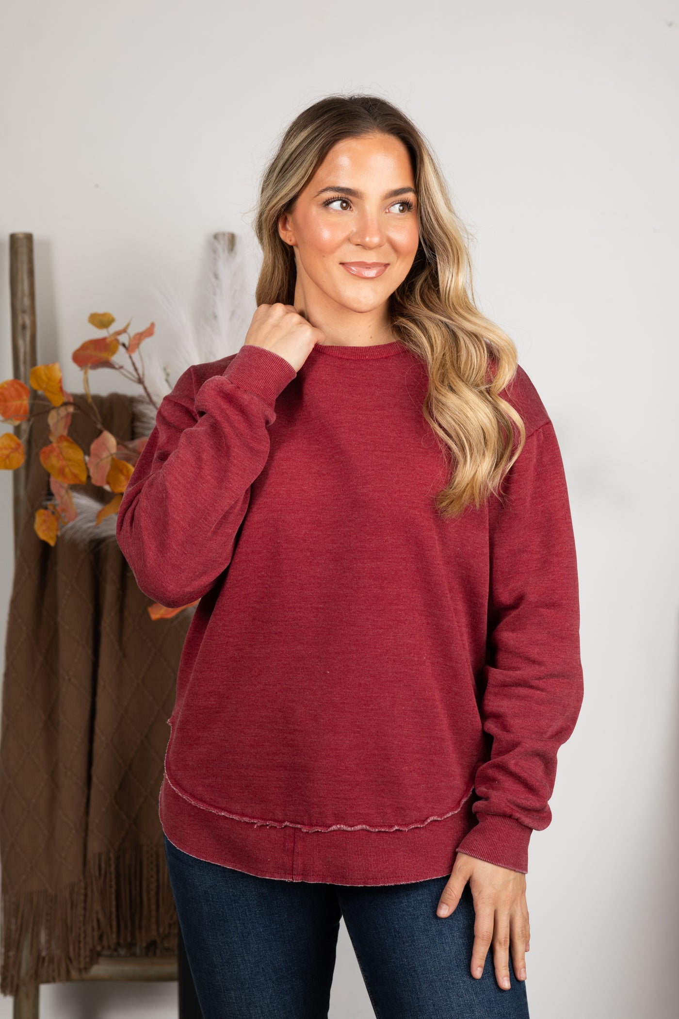 Pigment Dyed Cozy Campfire Round Hem Sweatshirt