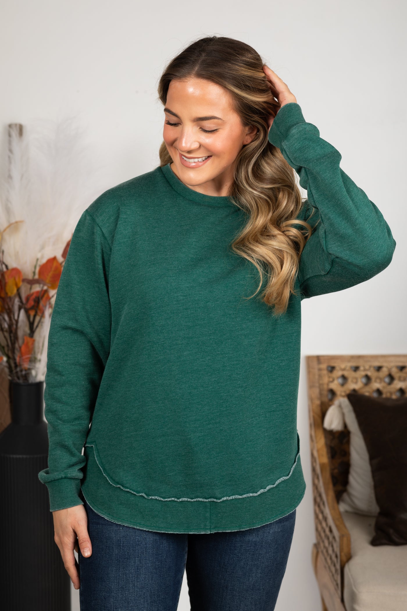 Pigment Dyed Cozy Campfire Round Hem Sweatshirt