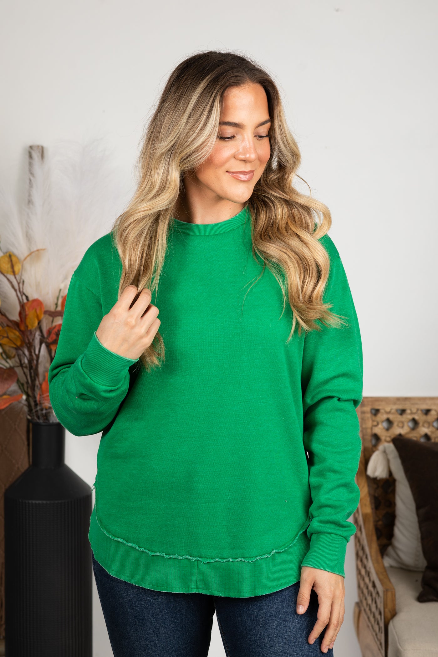 Pigment Dyed Cozy Campfire Round Hem Sweatshirt