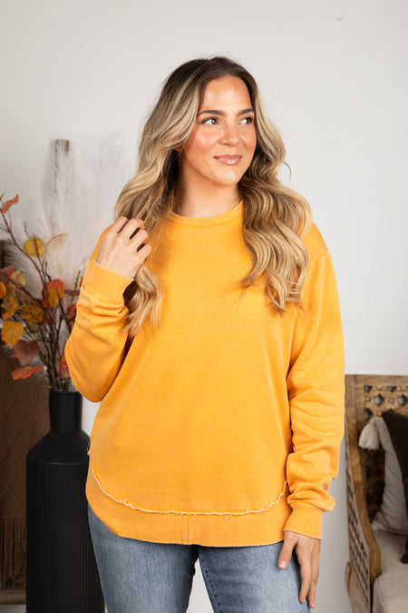 Pigment Dyed Cozy Campfire Round Hem Sweatshirt