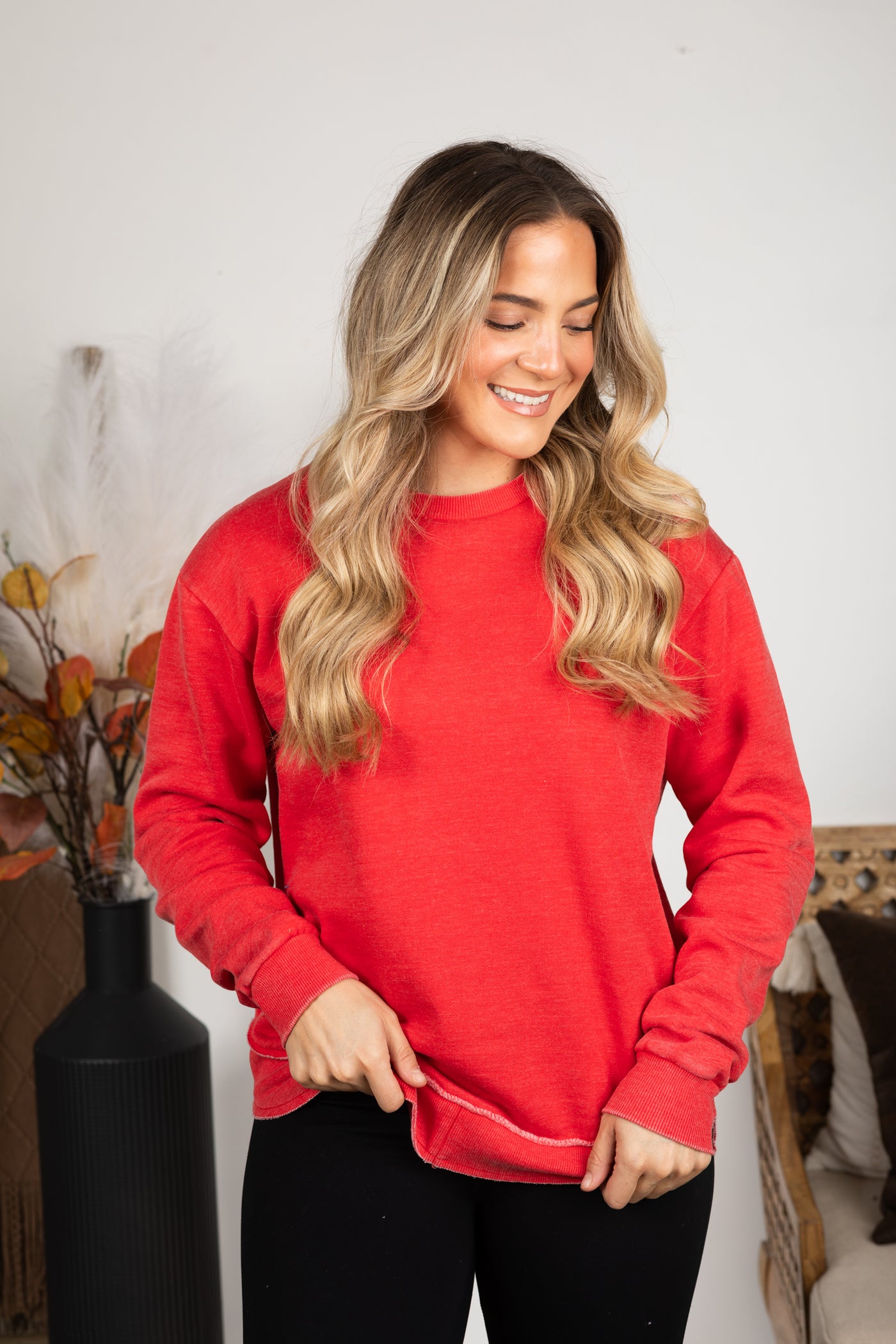 Pigment Dyed Cozy Campfire Round Hem Sweatshirt