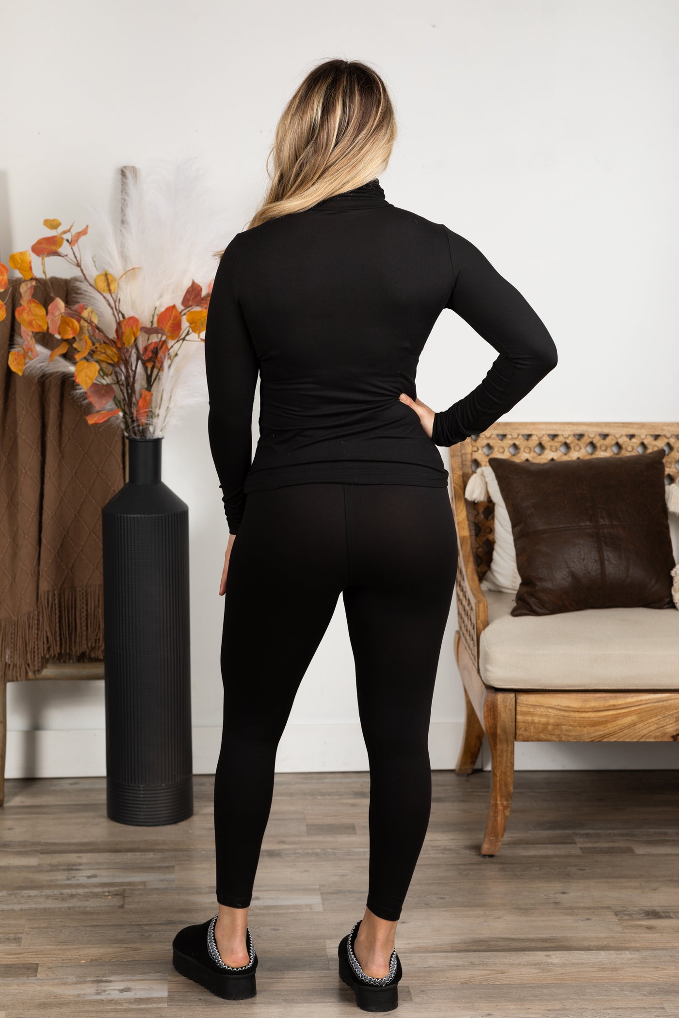 Microfiber Mock Neck and Leggings Set