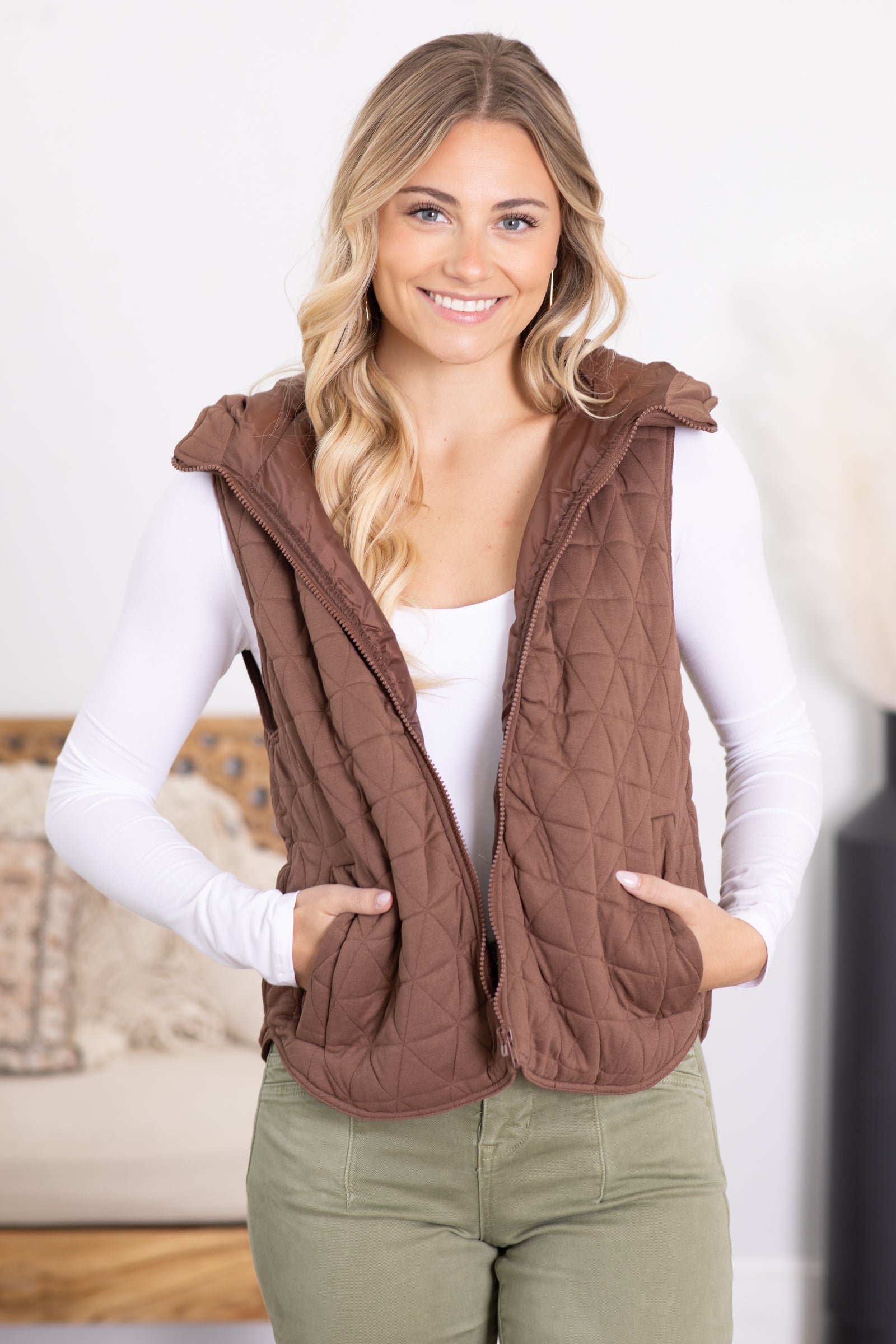 Staccato Women s Quilted Vest with Hood Size S