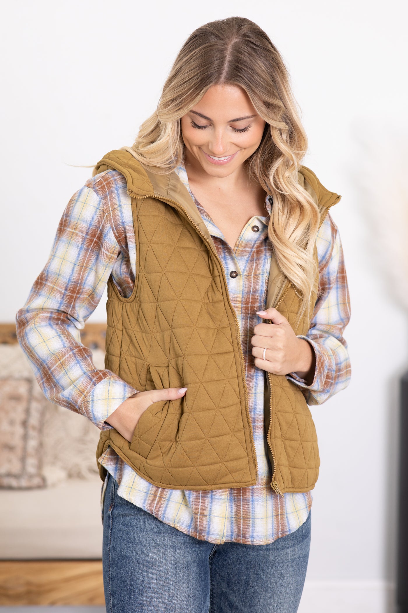 Quilted Vest With Hood