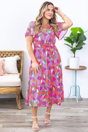 Pink Smocked Waist Maxi Floral Dress