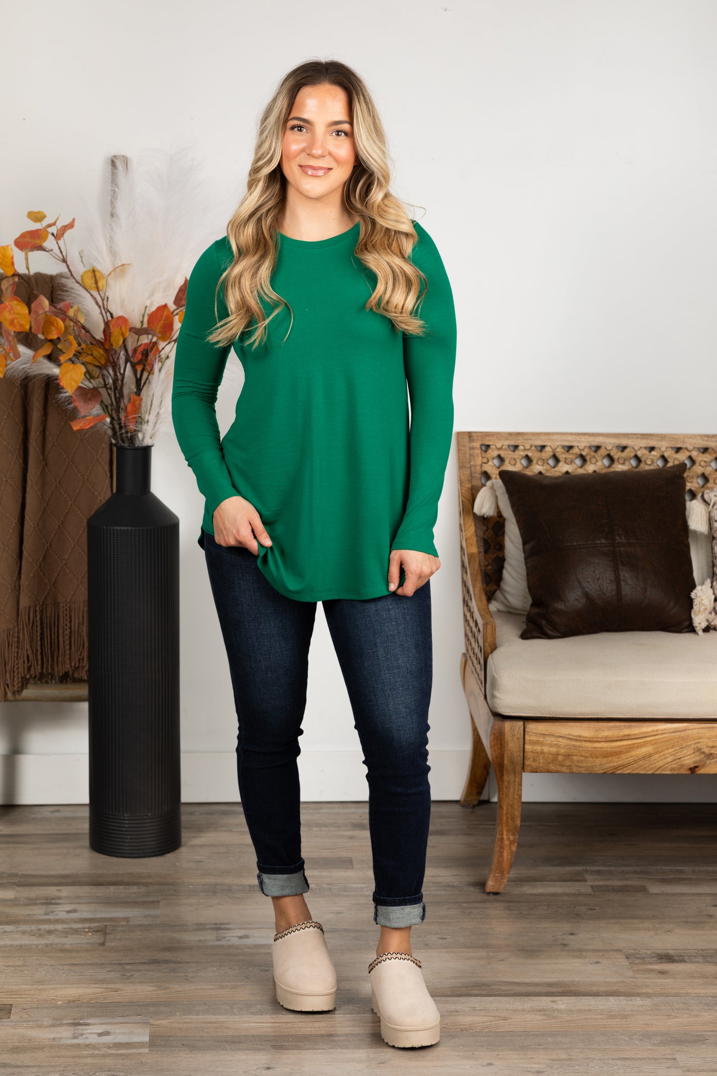 Basic Round Hem Knit Long Sleeve Top