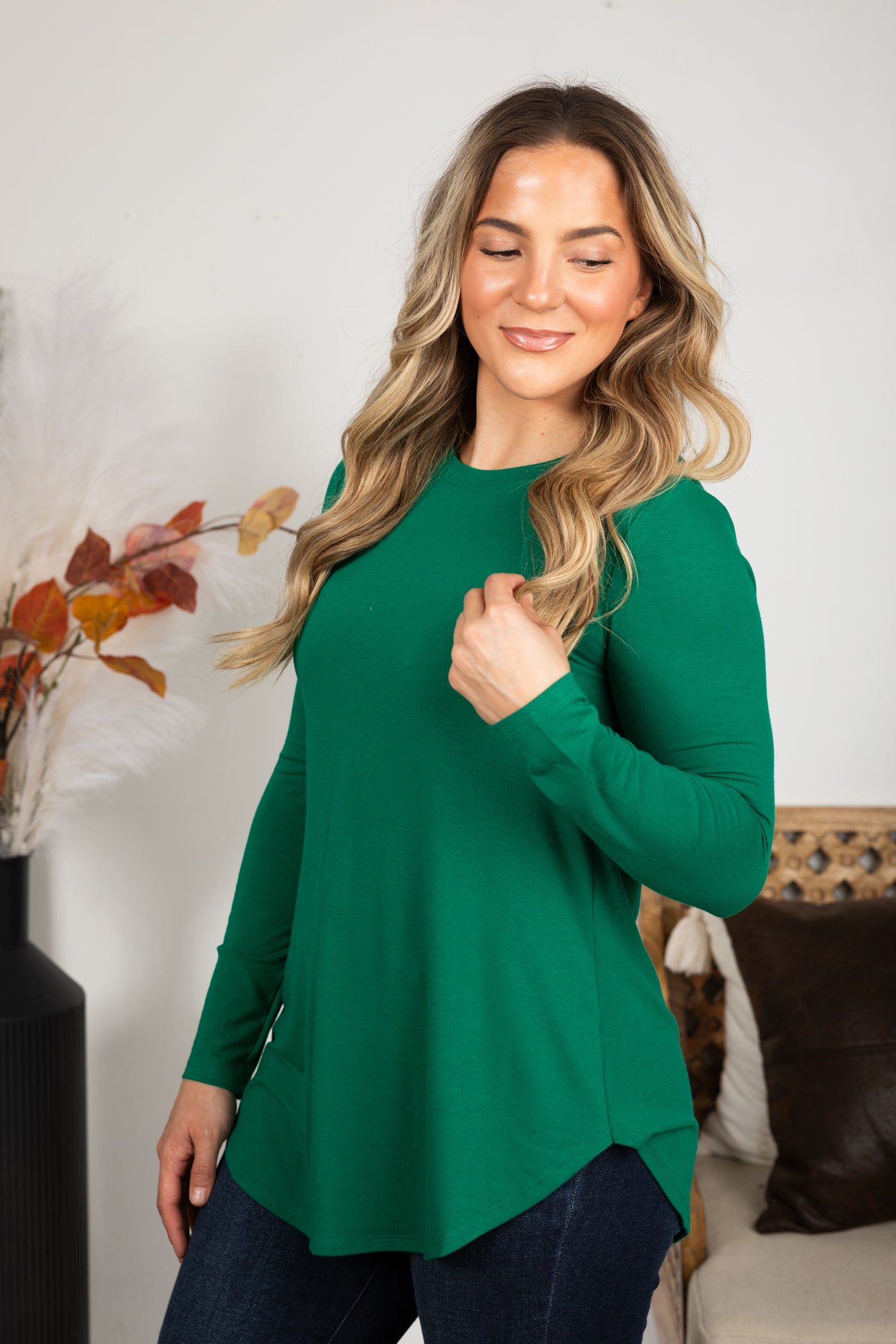 Basic Round Hem Knit Long Sleeve Top