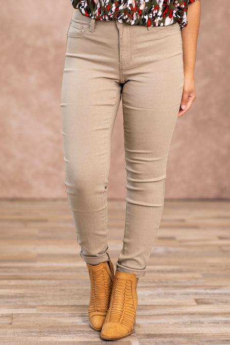 YMI Oatmeal Hyperstretch Pants - Filly Flair