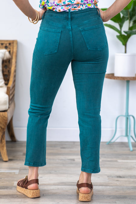 Vervet Teal High Rise Crop Slim Straight Jeans