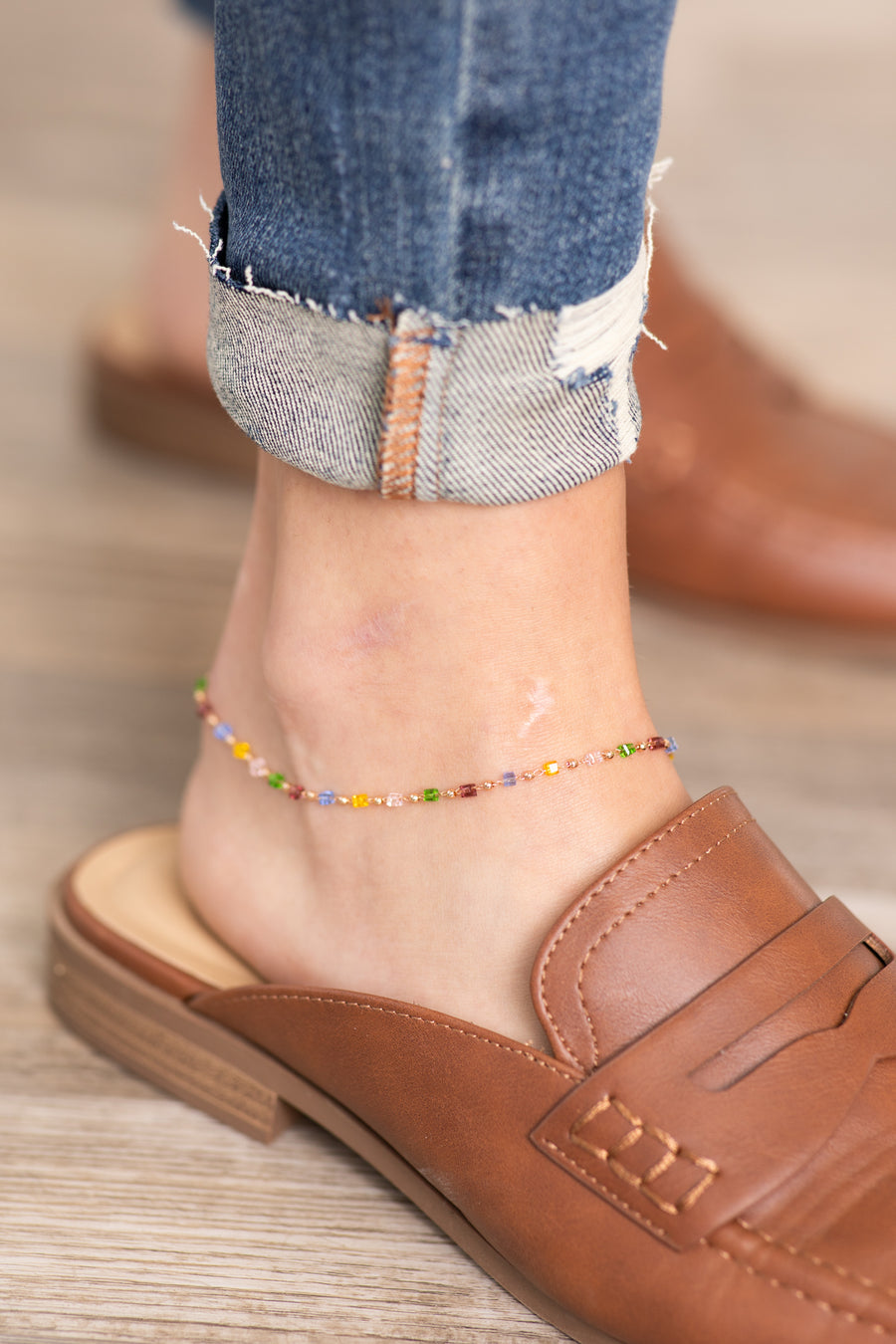 Multi Colored Beaded Anklet