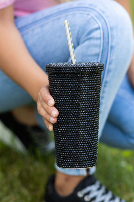 Black Rhinestone 17oz Tumblers - Filly Flair