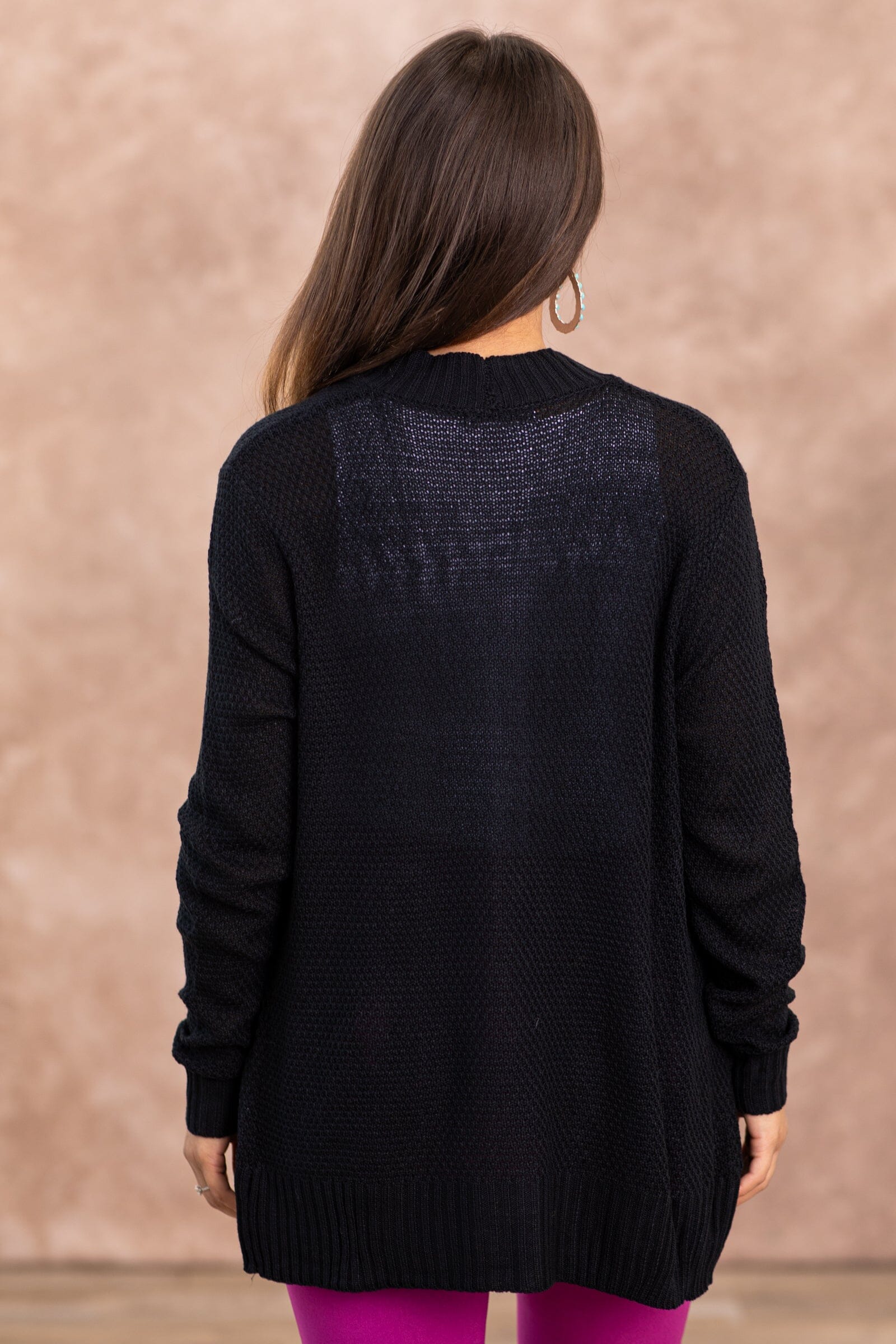 Black waffle cheap knit cardigan