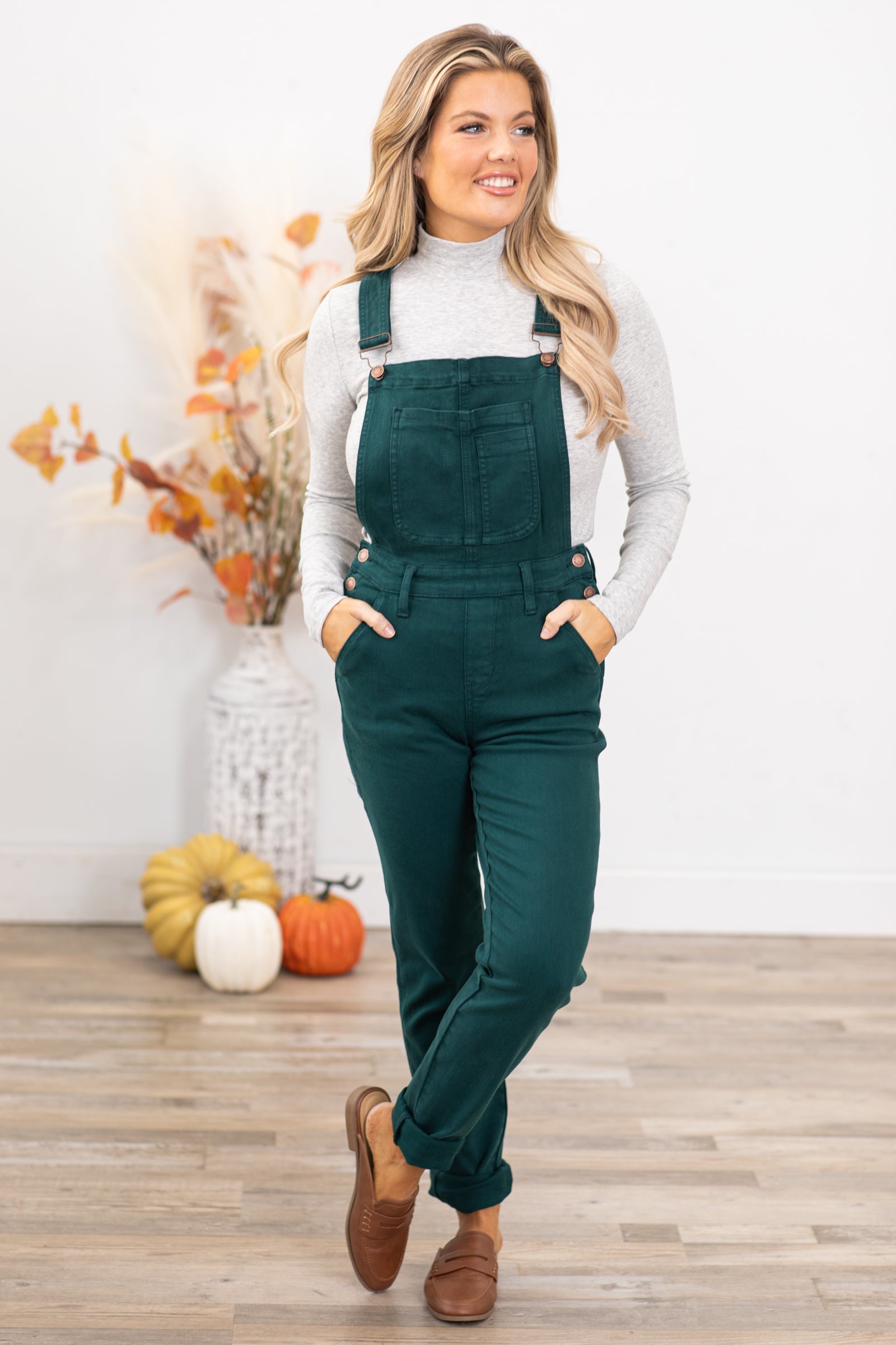 Emerald store green overalls