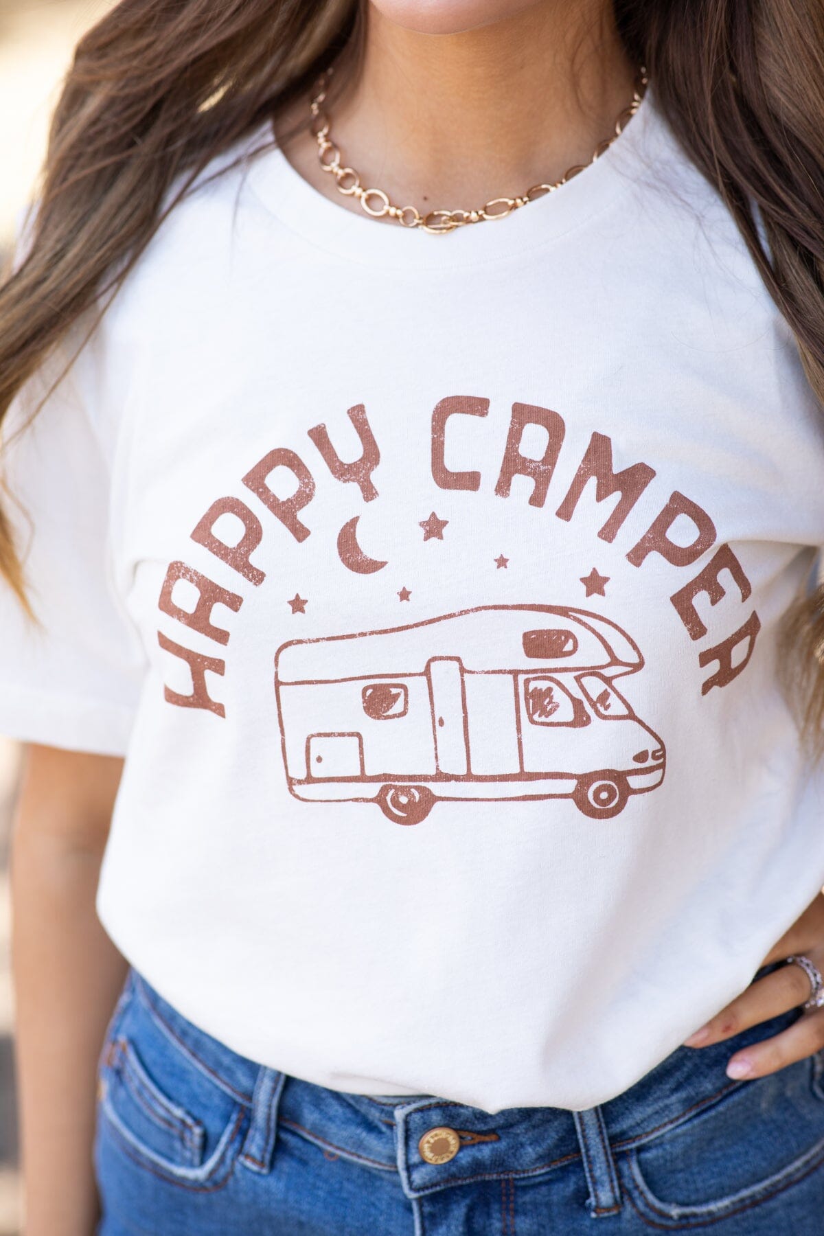 Off White Happy Camper Graphic Tee - Filly Flair