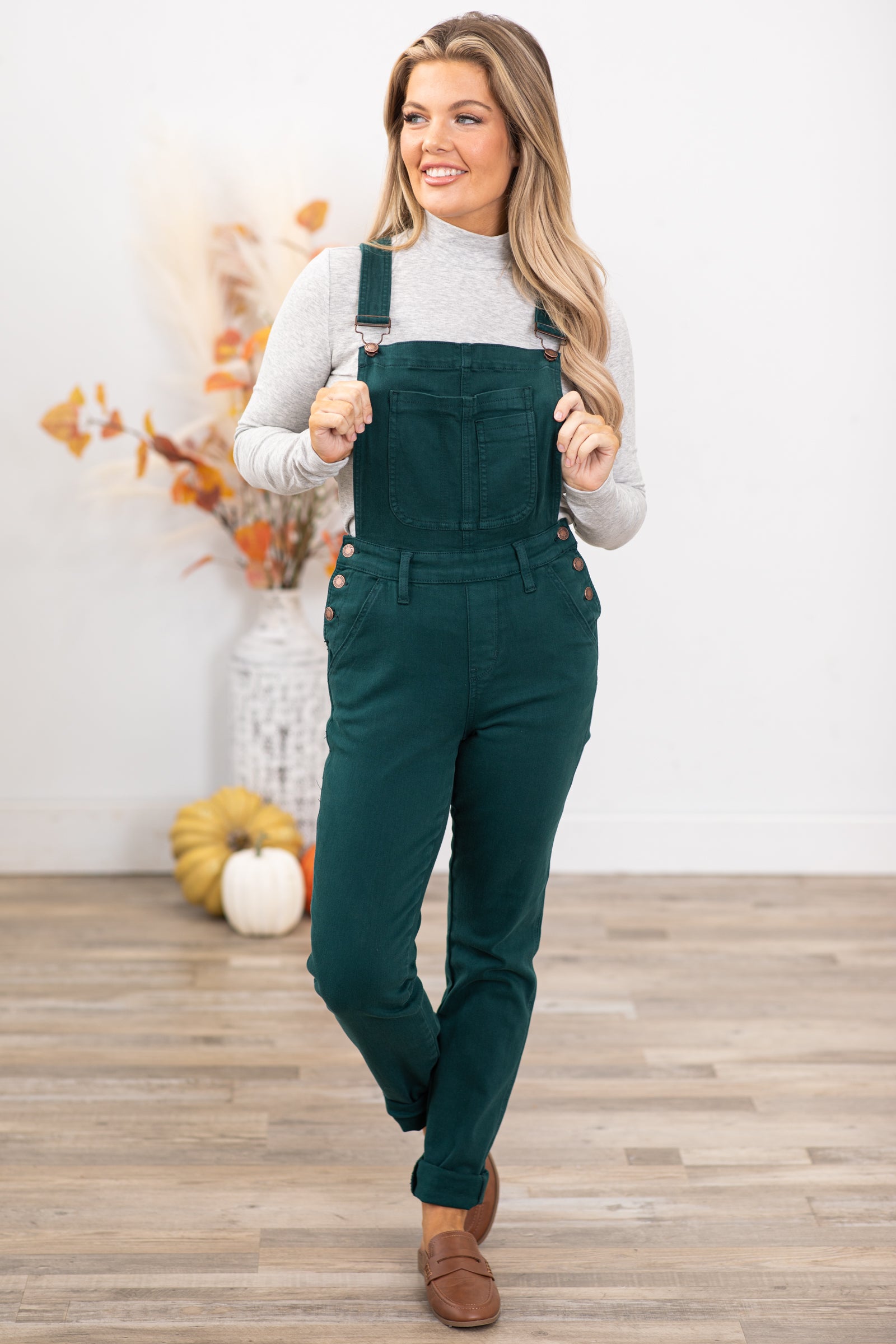 Emerald store green overalls