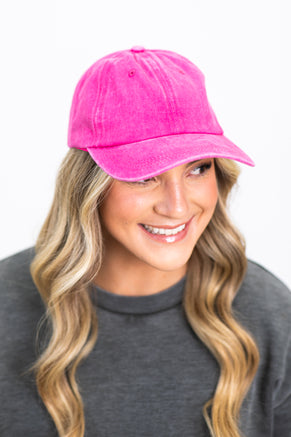 Fuchsia Vintage Washed Baseball Hat