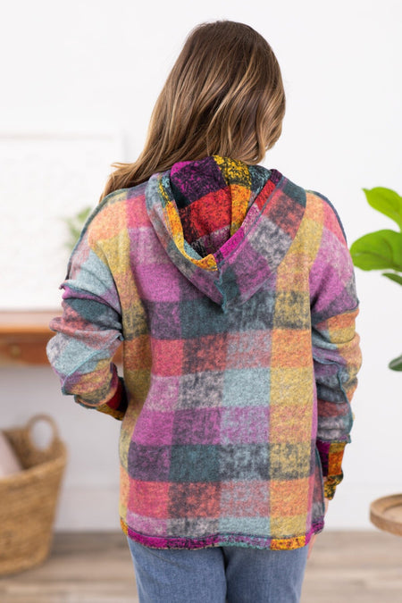 Orchid Multicolor Abstract Plaid Pullover - Filly Flair