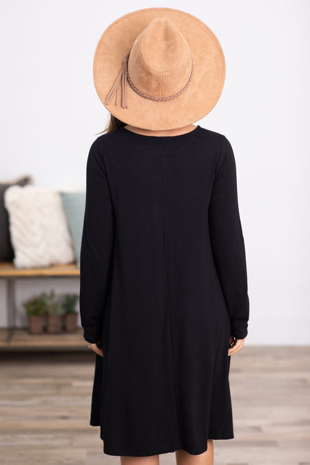 Black Long Sleeve Knit Dress - Filly Flair