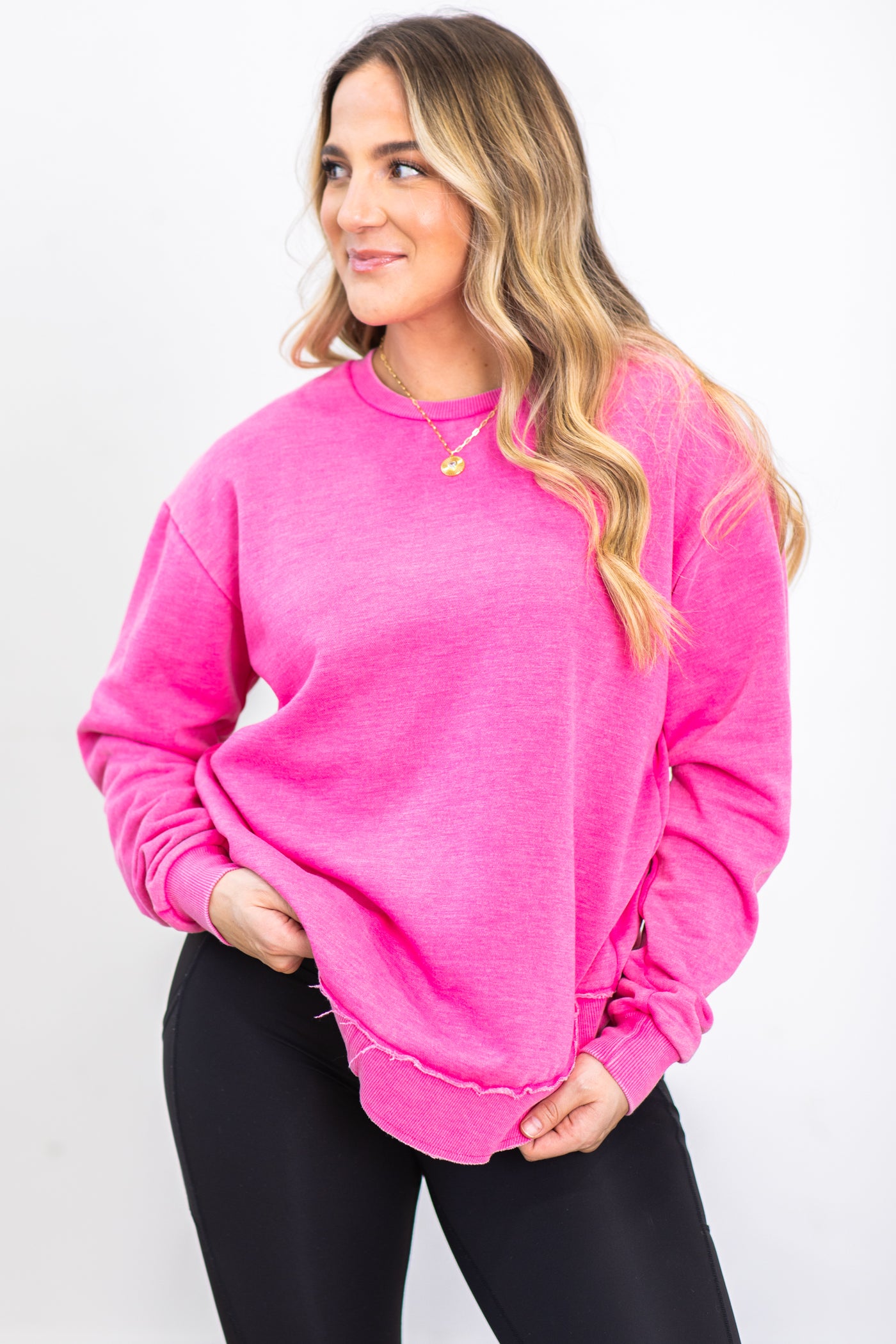 Pink Fleece Pigment Dyed Sweatshirt · Filly Flair