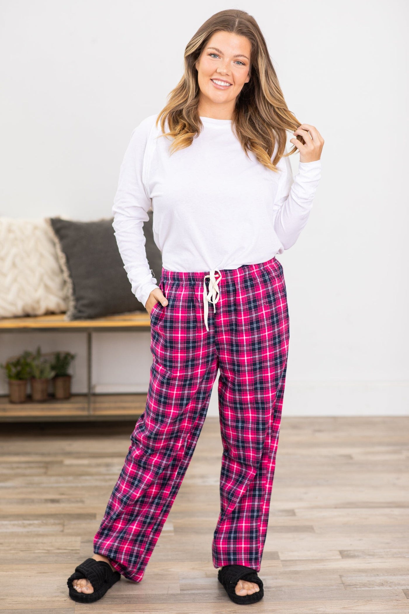 Hot Pink and Navy Plaid Filly Flair Pants · Lounge