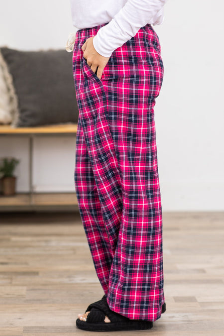 Hot Pink and Navy Plaid Lounge Pants - Filly Flair