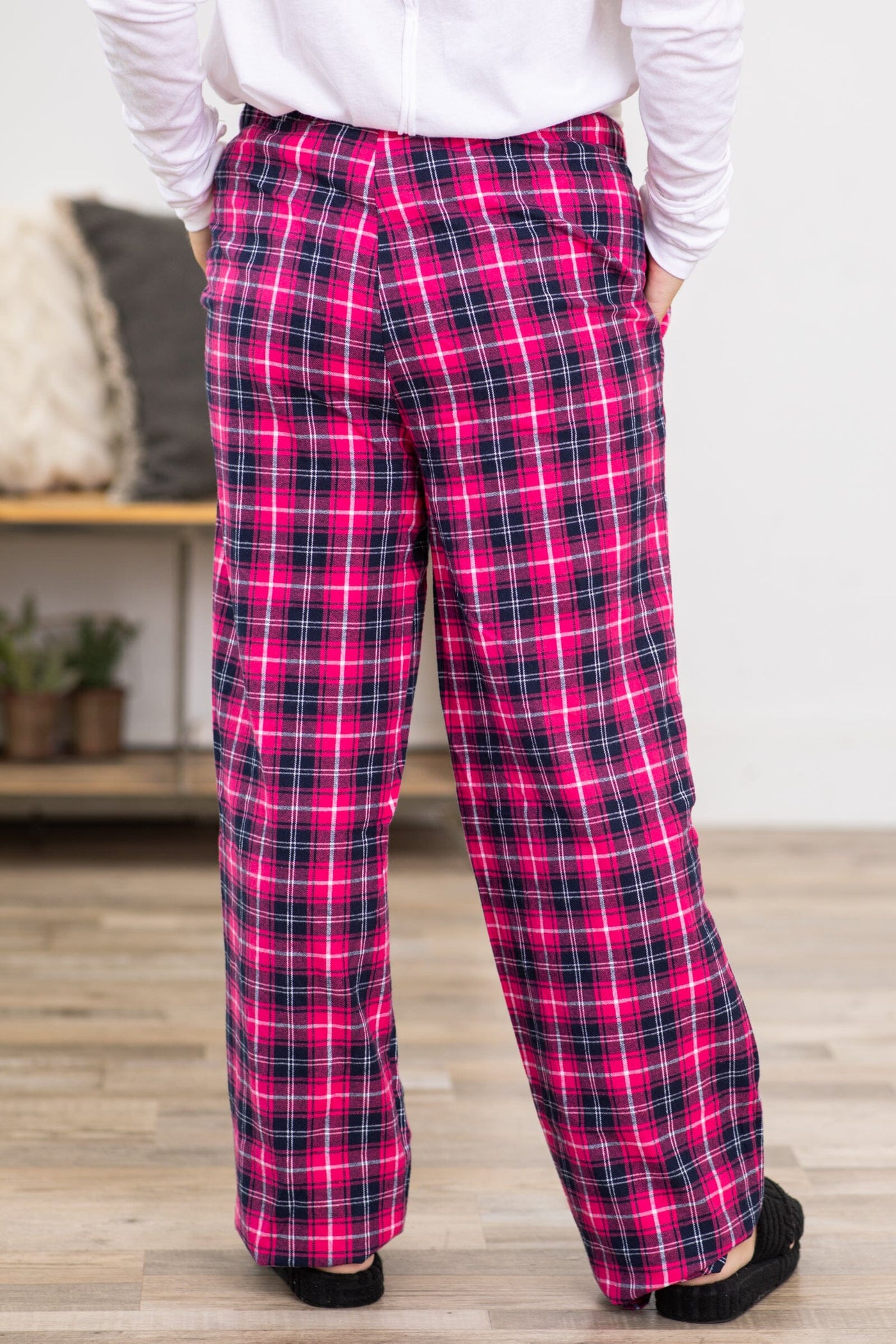 Hot Pink · and Filly Lounge Flair Navy Plaid Pants