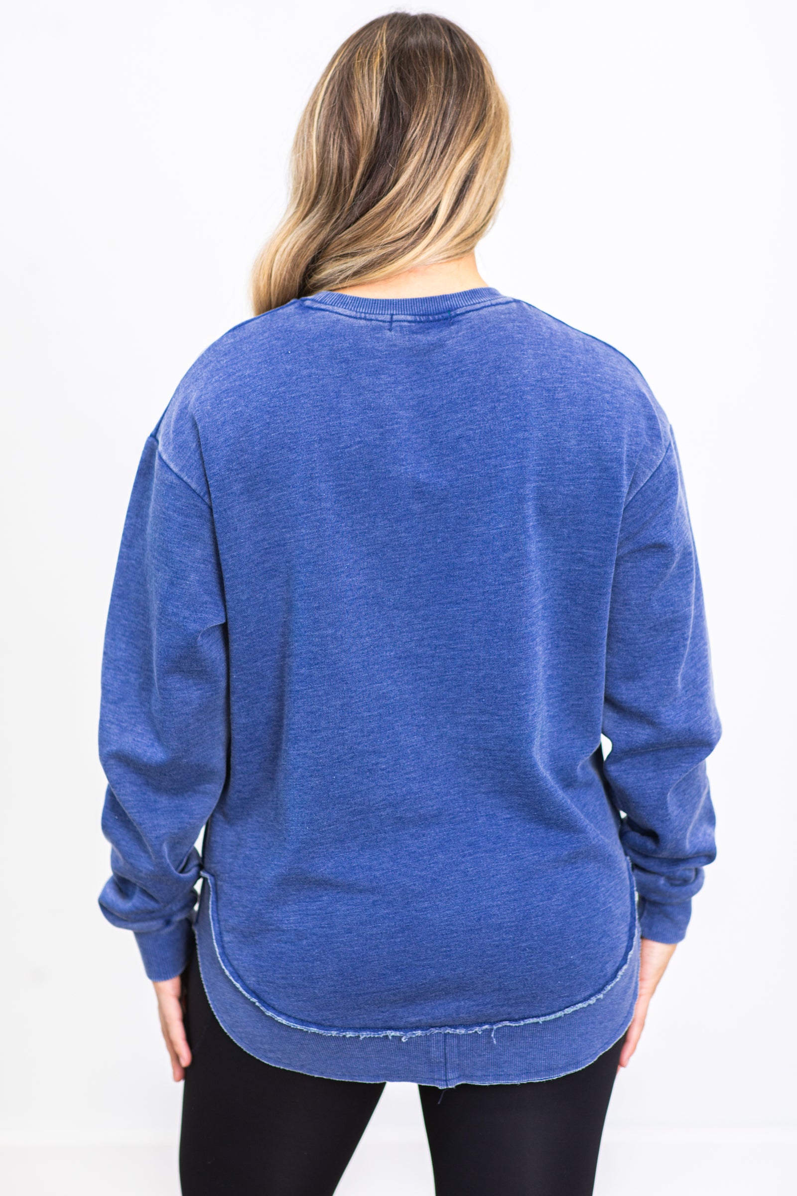 Navy Fleece Pigment Dyed Sweatshirt · Filly Flair