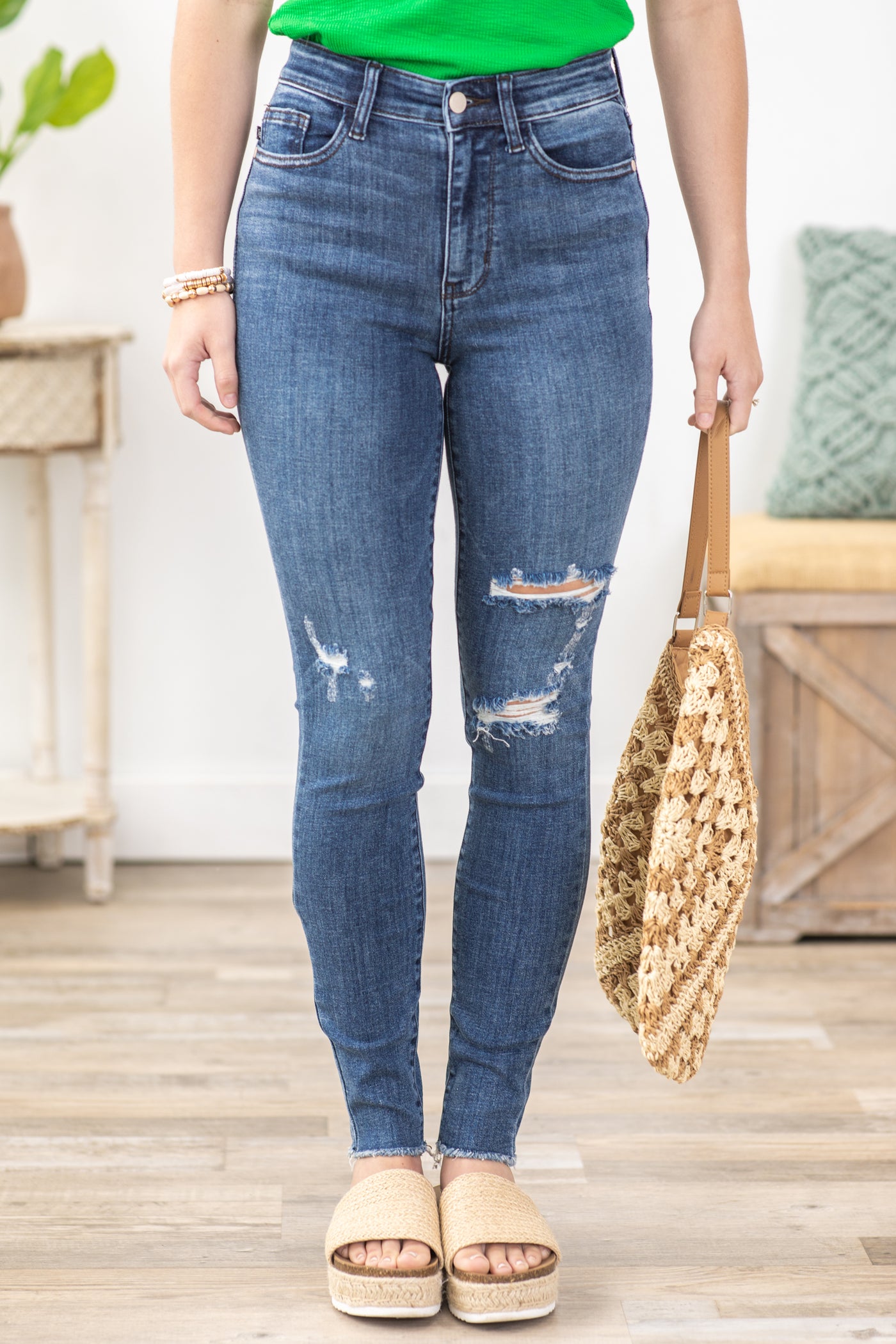 Judy Blue High Waist Skinny With Distress Jean