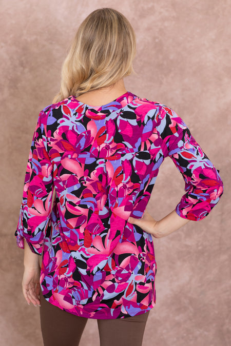 Dark Berry Wrinkle Free Printed Lizzy Top