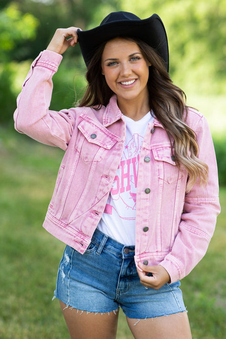 Veveret Blush Washed Denim Jacket - Filly Flair