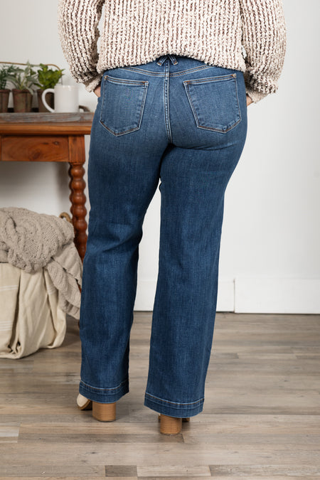 Judy Blue Double Button Wide Leg Jeans