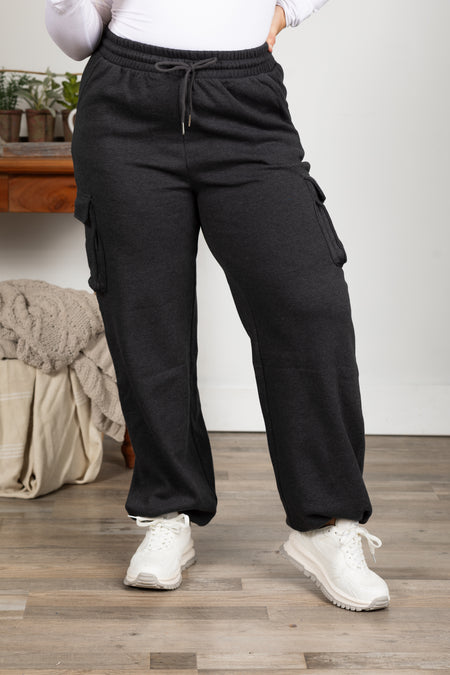 Fleece Cargo Wide Leg Sweatpants