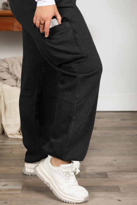 Fleece Cargo Wide Leg Sweatpants