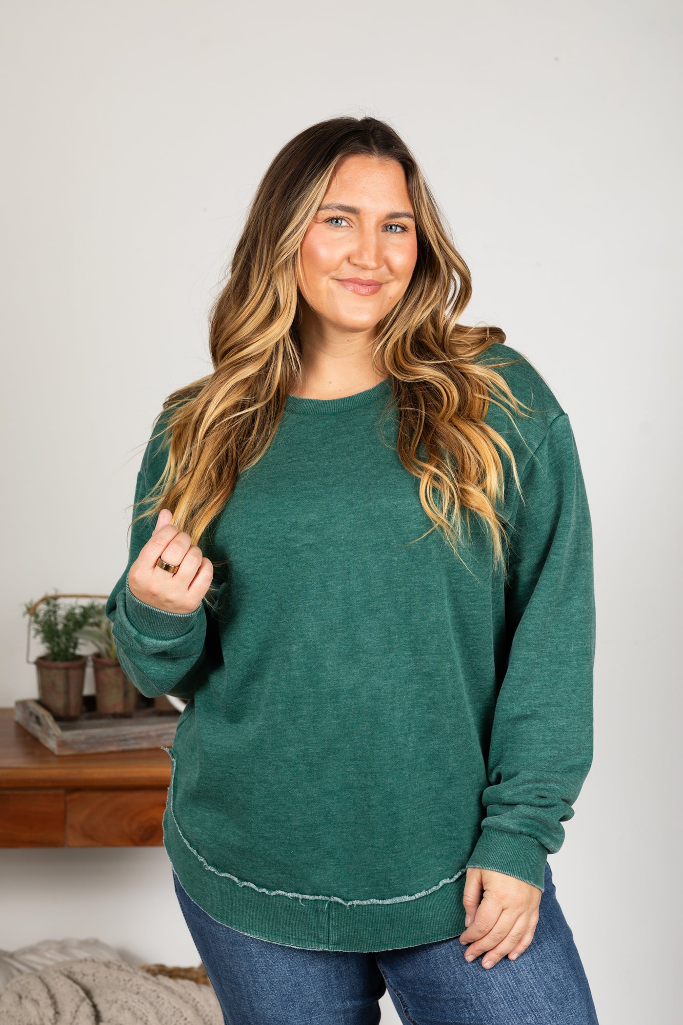 Pigment Dyed Cozy Campfire Round Hem Sweatshirt